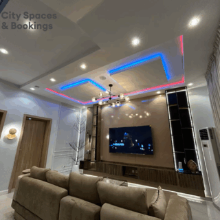 Spacious luxury shortlet living room in Lekki Lagos with modern furniture